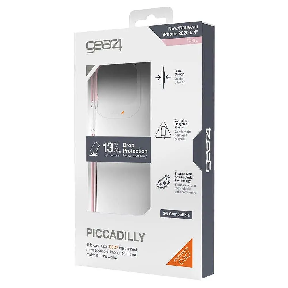 Протиударний прозорий чохол Gear4 Piccadilly D3O для iPhone 12 Mini (5.4") Pink + Transparent - фото 2