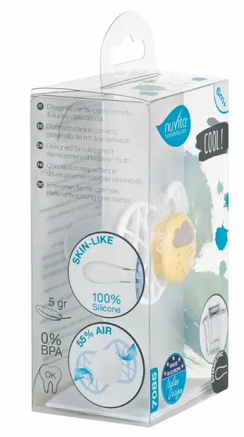 Силіконова симетрична пустушка Nuvita Air55 Cool Love, 6-12 міс., жовтий (NV7085SC) - фото 3
