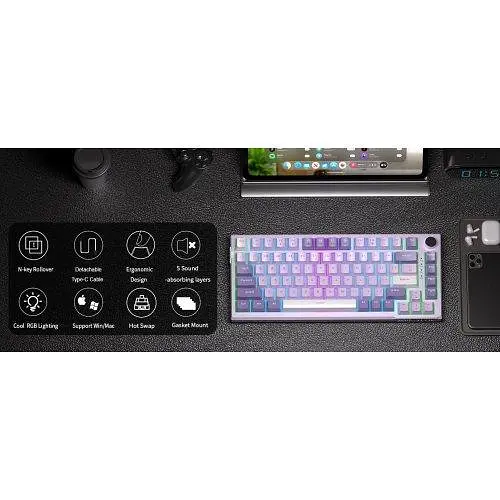 Клавіатура Клавіатура MageGee SKY 81 RGB Фіолетовий Switch (6971969727939) Фіолетовий - фото 7