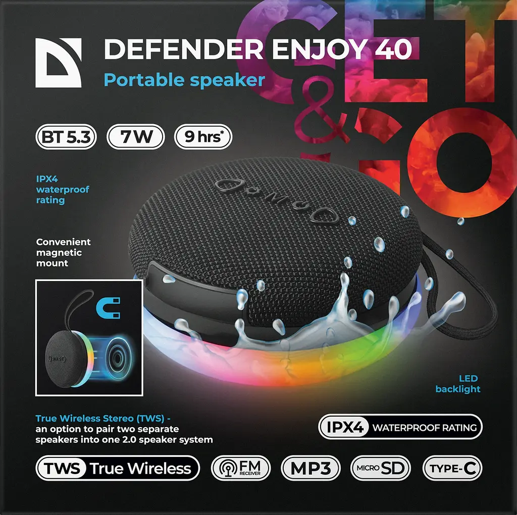 Портативна акустика Defender Enjoy 40 7Вт чорний (65141) (7191843) - фото 9