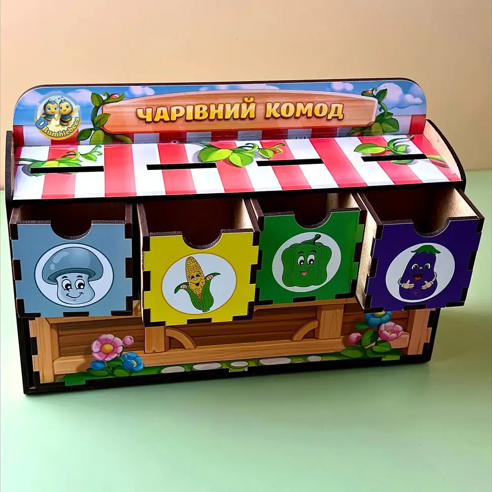 Настольная игра Ubumblebees Овощи -1 PSD007 сортер-комодик деревянная - фото 2