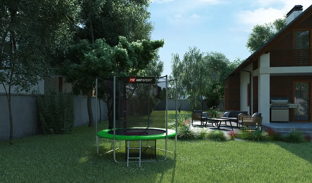Батут Hop-Sport 8ft (244см) зелений з внутрішньою сіткою - фото 10