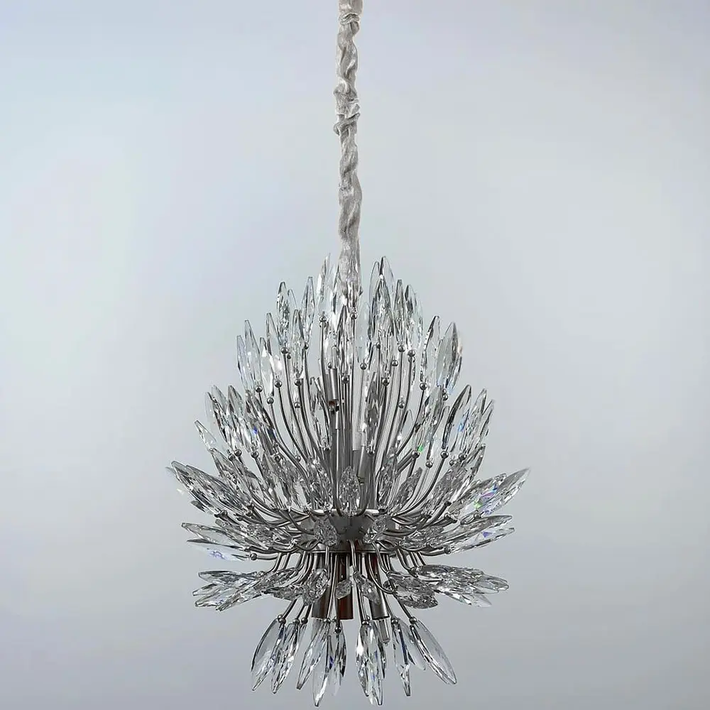 Хрустальная серебряная люстра реплика Lily Buds на 9 ламп Line.F MD 8058 S Satin - фото 8