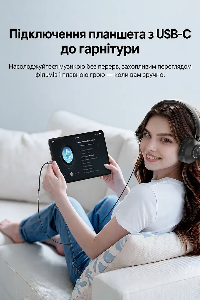 Аудіоадаптер Vention зі штекера USB-C на гніздо 3,5 мм з ЦАП DAC 16 біт 48 кГц з підтримкою дзвінків через гарнітуру TRRS з підтримкою пульта гарнітури залежно від телефона для навушників TRS та гарнітур OMTP і CTIA з бавовняним обплетенням кабелю з кабелем 0,15 м сірий (BIMHB) - фото 15