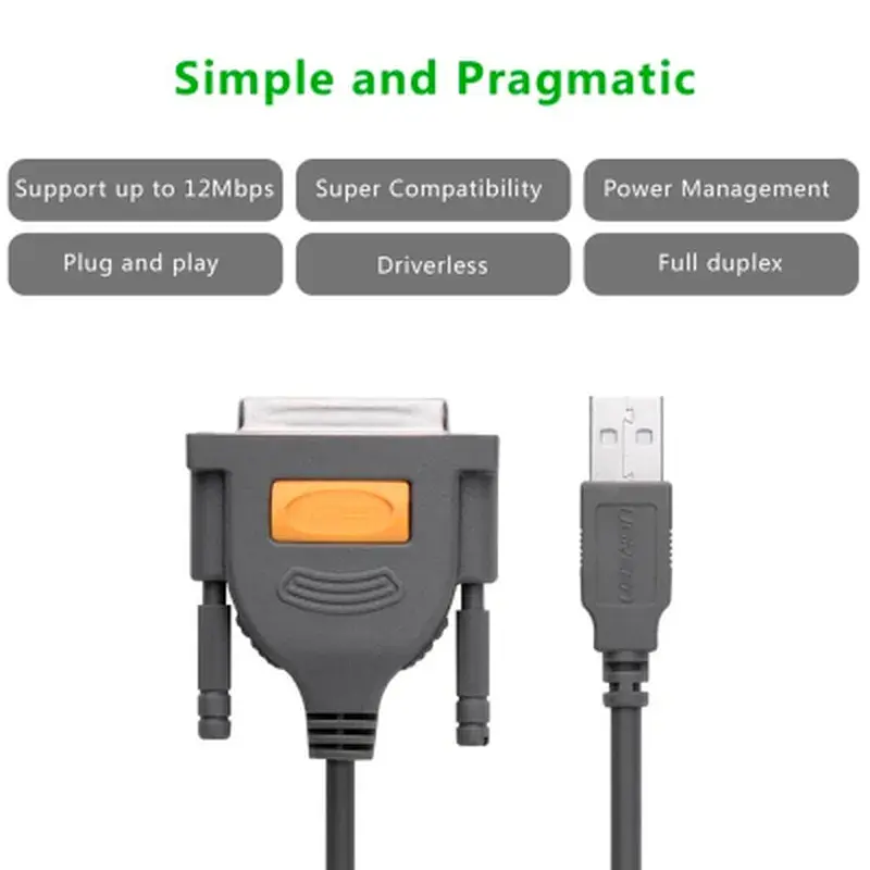 Кабель для принтера Ugreen US167 USB 2.0 to DB25 2.0 m black (20224) - фото 5