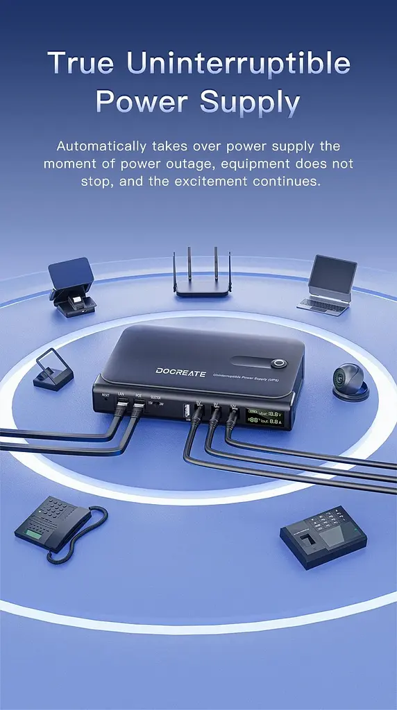 Безперебійник для роутерів UPS 36W Docreate DC1036L POE USB 3xDC (5/9/12V) без АКБ - фото 10