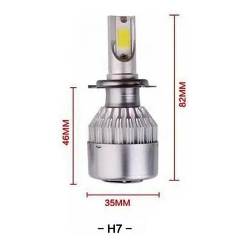 Комплект LED ламп COB C6 H7 головного світла з вентилятором дальнє світло 12v 6000K 36W HeadLight - фото 3