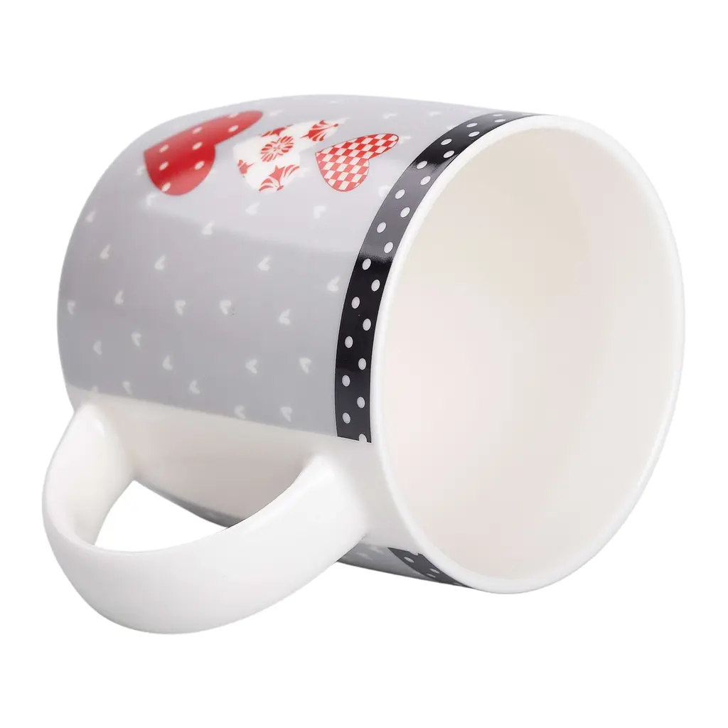Чашка керамическая Liling Rongxiang Ceramic I love you 400 мл серая с красным RX-N240147R - фото 3
