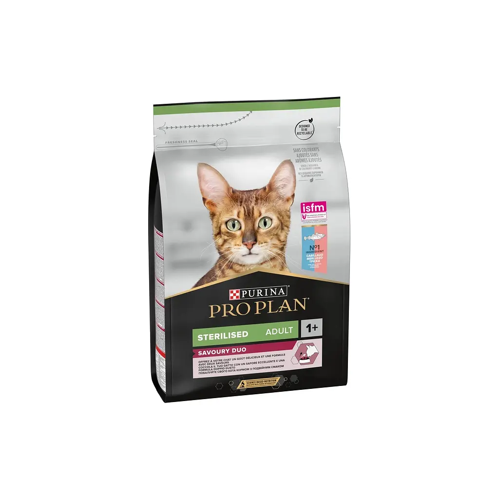 Сухий корм для кішок Purina Pro Plan Sterilised Adult 1+ Savoury Duo Після стерилізації З тріскою та фореллю 3 кг (7613036732550) - фото 7