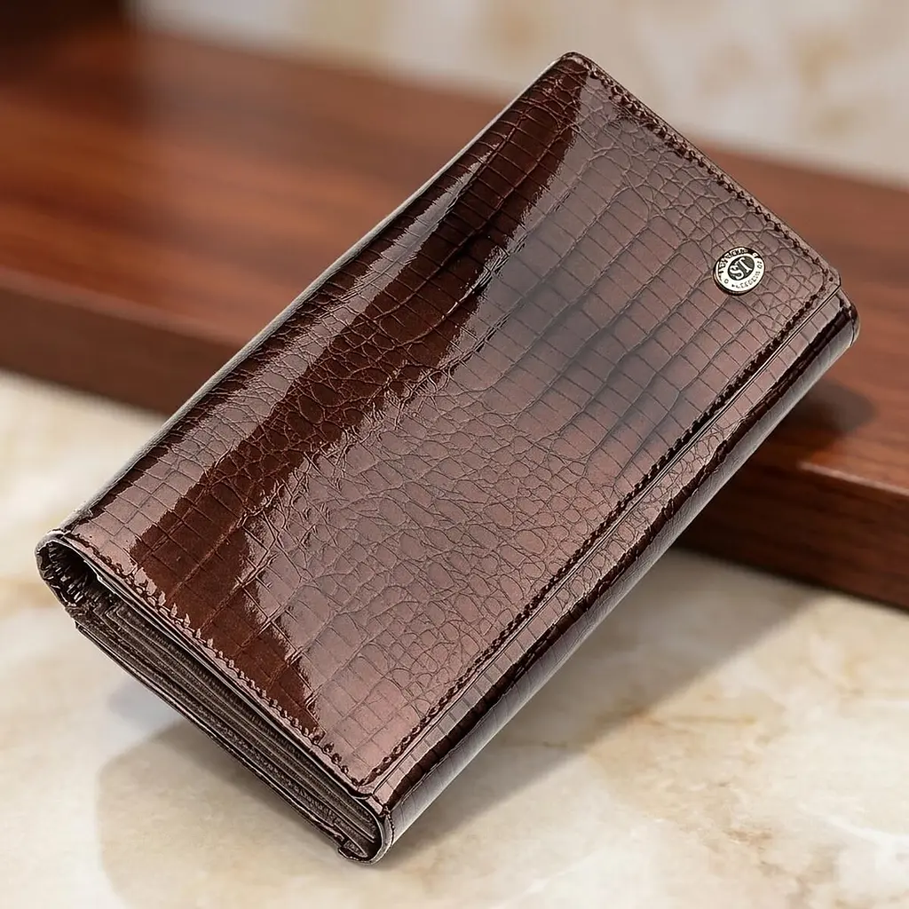 Гаманець жіночий ST Leather 18431 (S9001A) лакована шкіра коричневий - фото 11