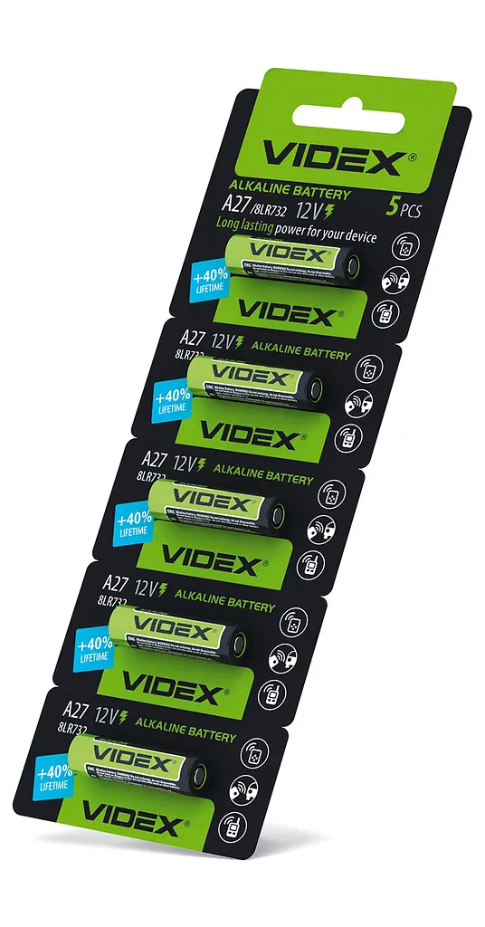 Батарейка лужна Videx А27 5шт BLISTER CARD VIDEX (22822-000) - фото 2