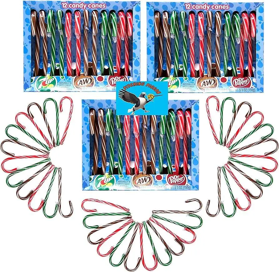 Льодяники тростини Candy Canes 12 шт Dr Pepper A&W 7UP, 150г - фото 4