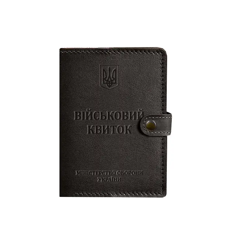 Шкіряна обкладинка-портмоне для військового квитка 15.0 темно-коричнева - фото 6