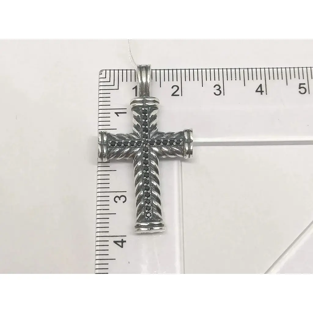 Серебряный крестик Лазурит с фианитами. 36058 - фото 4