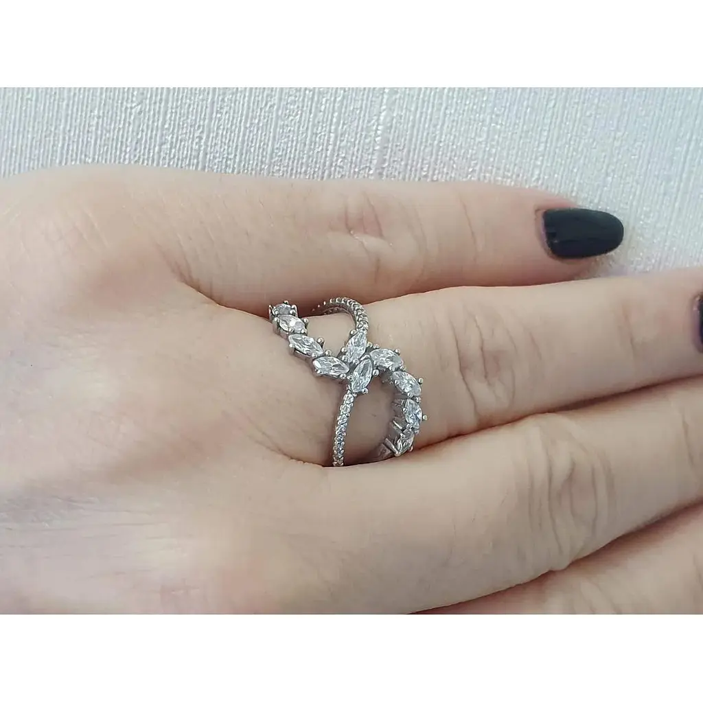 Срібне кільце Агні ТАУРТ з фіанітами. 1169/1Р-CZ 17 - фото 2