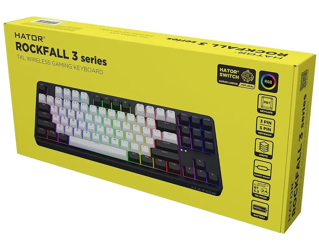 Клавіатура HATOR Rockfall 3 Mecha TKL Wireless Orange ENG (Англ.) ANSI Black (HTK850) - фото 7