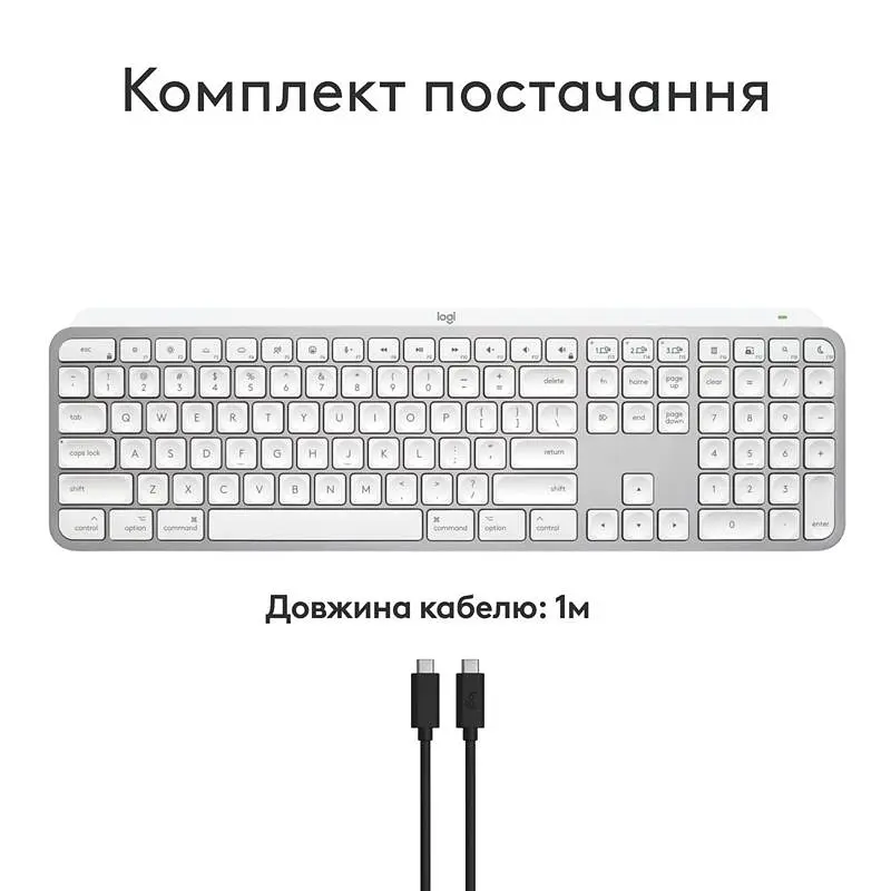 Клавiатура бездротова Logitech MX Keys S for Mac Pale Grey (920-011638) - фото 7