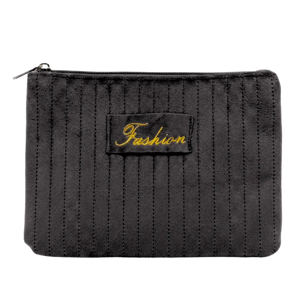 Косметичка жіноча плюшева Beauty LUXURY 21.5 см х 14 см WB-4011, Чорна