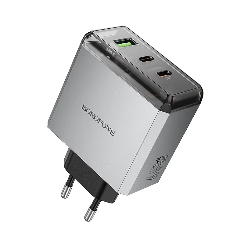 Мережевий зарядний пристрій BOROFONE BN22 Lena PD65W(2C1A) charger(EU) Metal Gray (6941991114601) - фото 2