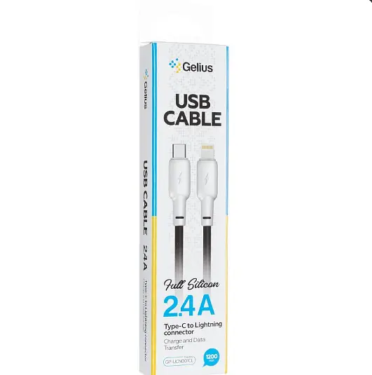 Кабель Gelius Full Silicon Cable Type-C to Lightning GP-UCN001CL 20W 1.2m Black-White - фото 2