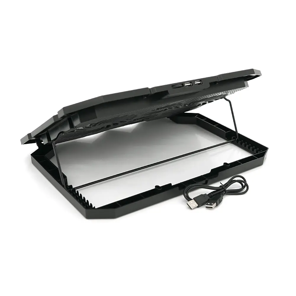 Підставка під ноутбук IceCoorel K22, 10-17", 2*125мм+2*70мм 2600±10% RPM, корпус пластик+алюміній, 385x280x28mm, Black, Box, Q10 - фото 2