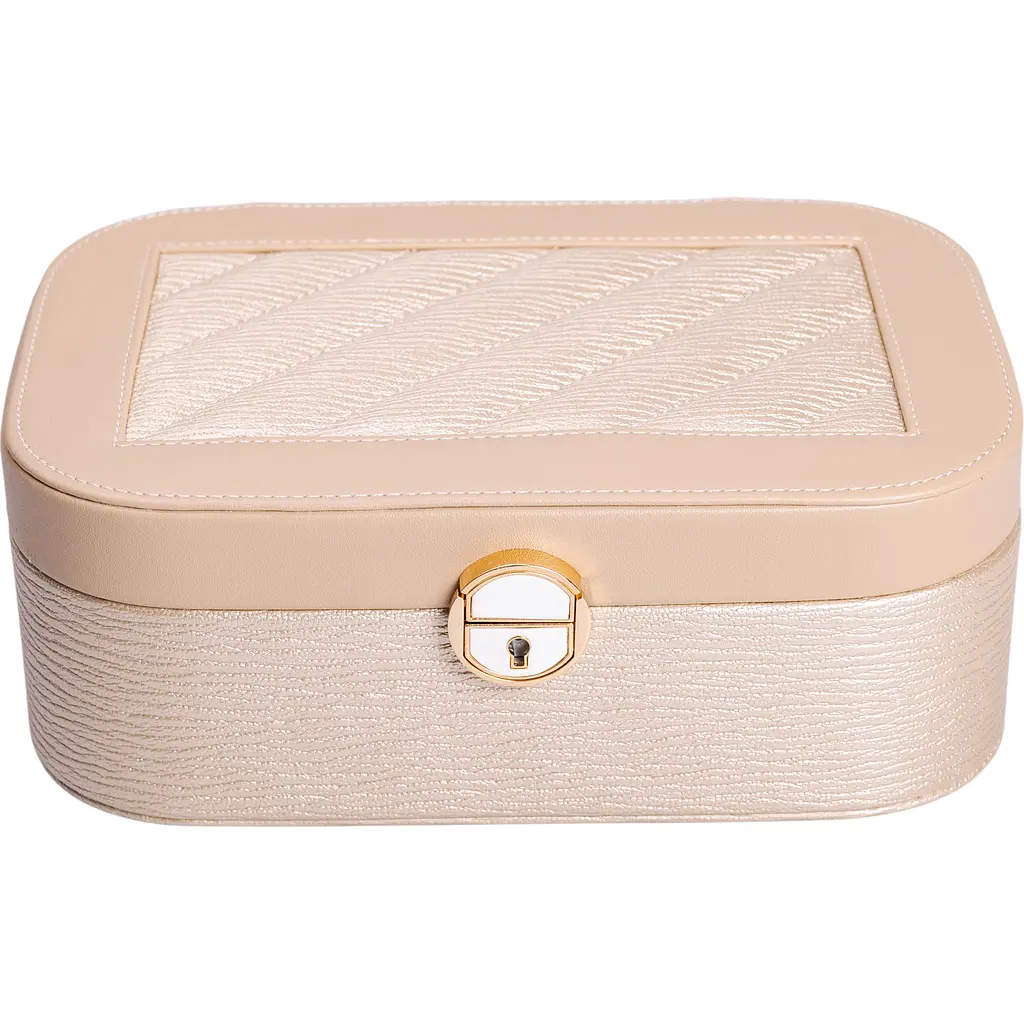 Шкатулка-органайзер для украшений Yiwu с замком 26x18x9.5 см бежевая HP-5-1CR - фото 5