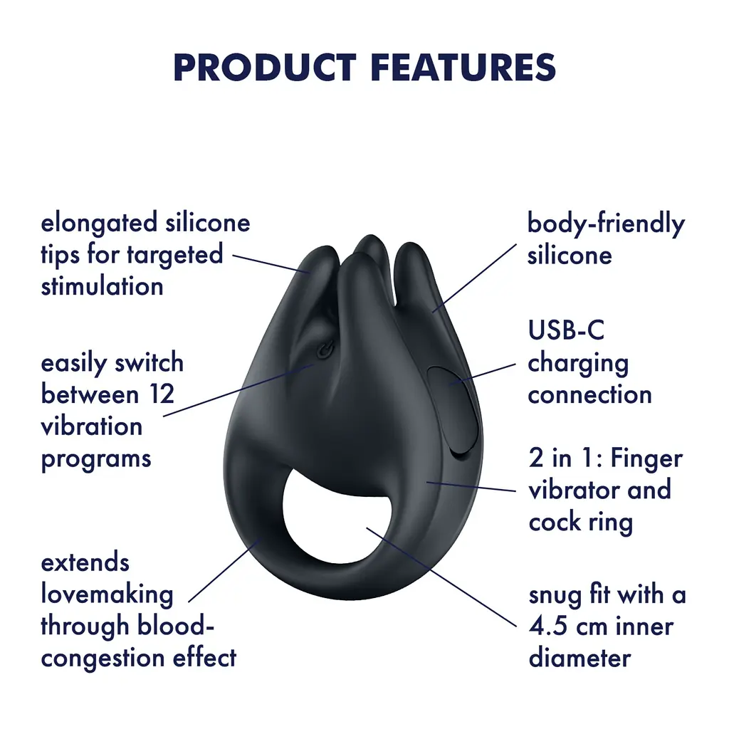 Вібратор на палець та ерекційне кільце 2в1 Satisfyer Perfect Pair 1 - фото 6