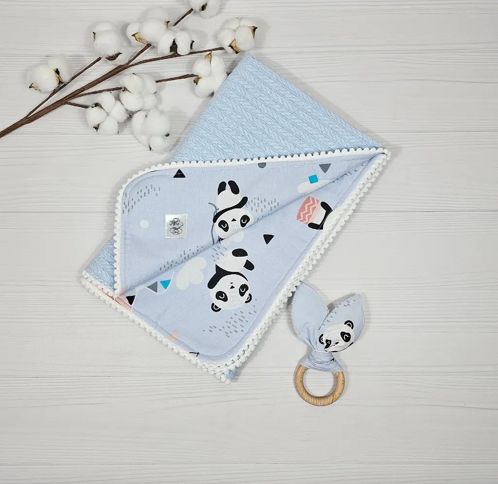 Набір плед з гризунецем a.l.babybox Панда на кульках