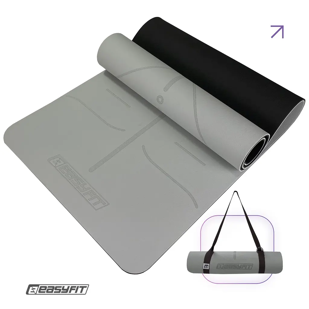 Коврик для йоги и фитнеса EasyFit Polarity stone с ремнем - фото 2