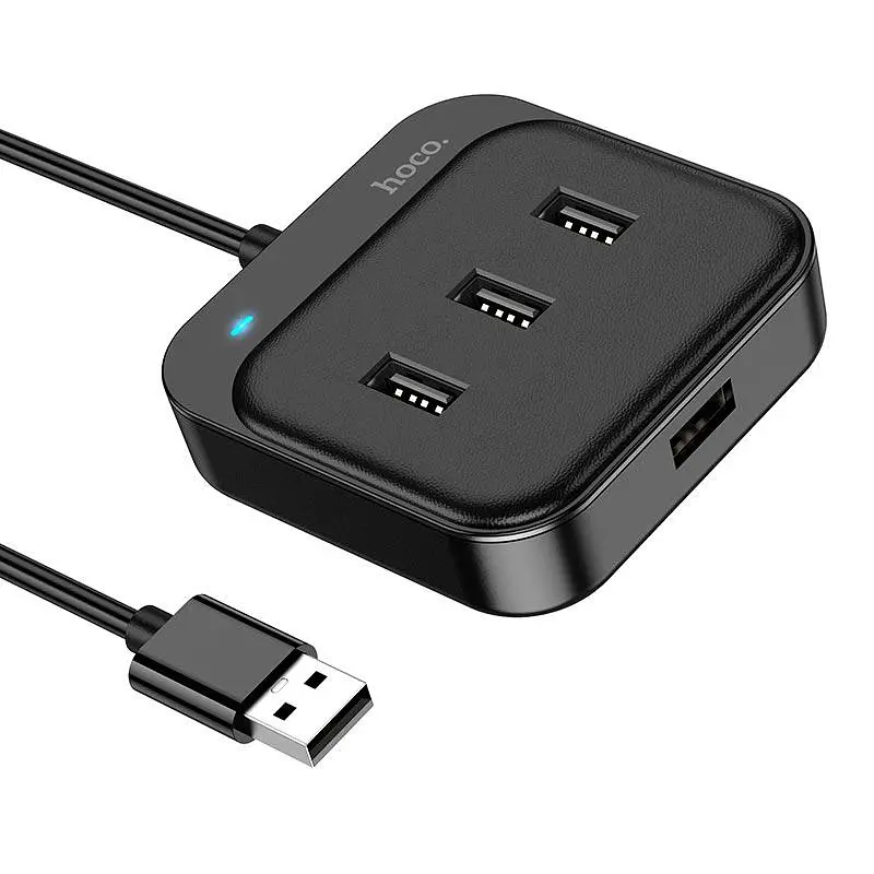 Hub адаптер Hoco Easy 4-in-1 converter HB31 (Usb to Usb2.0x4) (L=0.2M) 6931474784841 - фото 5