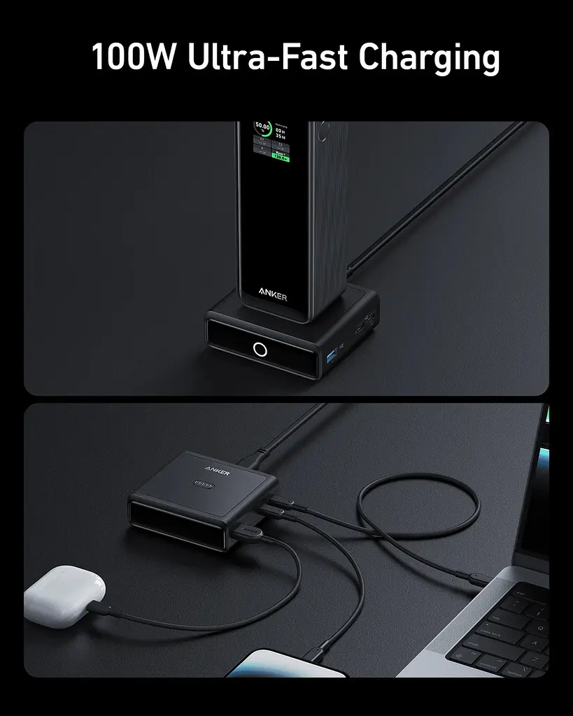 Сетевое зарядне пристрій Anker Charging Base для Anker Prime 100W Чорний (7198080) - фото 2