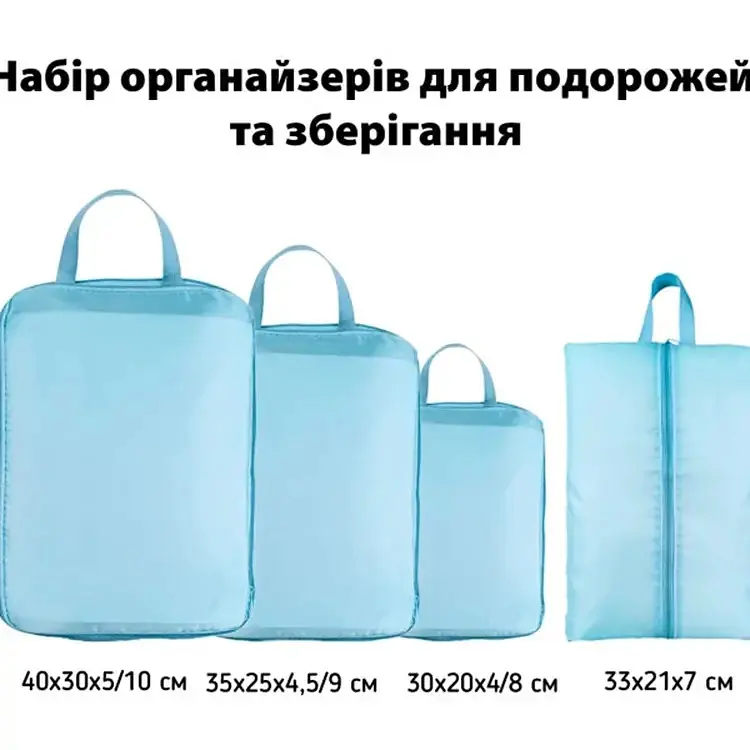 Набір органайзерів для подорожей LoveYouHome 4 розміри бірюзовий (59017) - фото 4