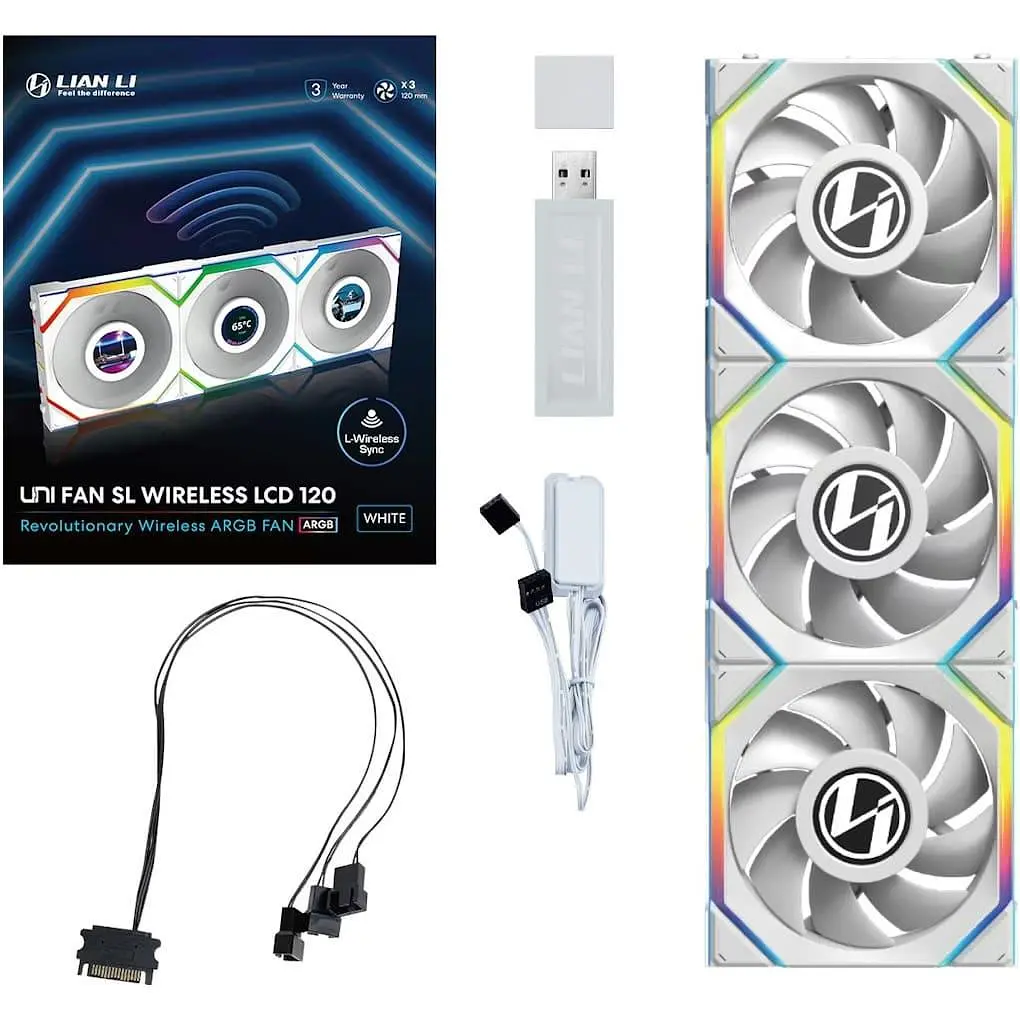 Комплект вентиляторів LIAN LI UNI Fan SL WIRELESS LCD 120-3 (G99.12SLLCD1W3W.00) White - фото 12