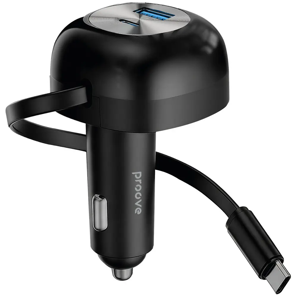 АЗП Proove Pulsar 65W (Type-C + USB) + Retractable Type-C Cable - фото 4