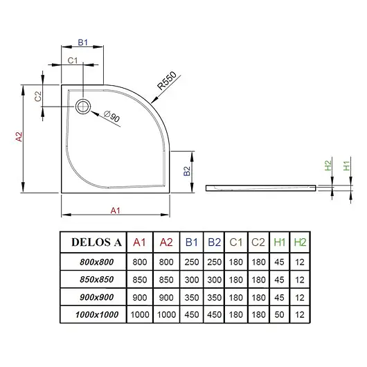 Душевой поддон Radaway Delos A 100x100 SDA1010-01 - фото 3