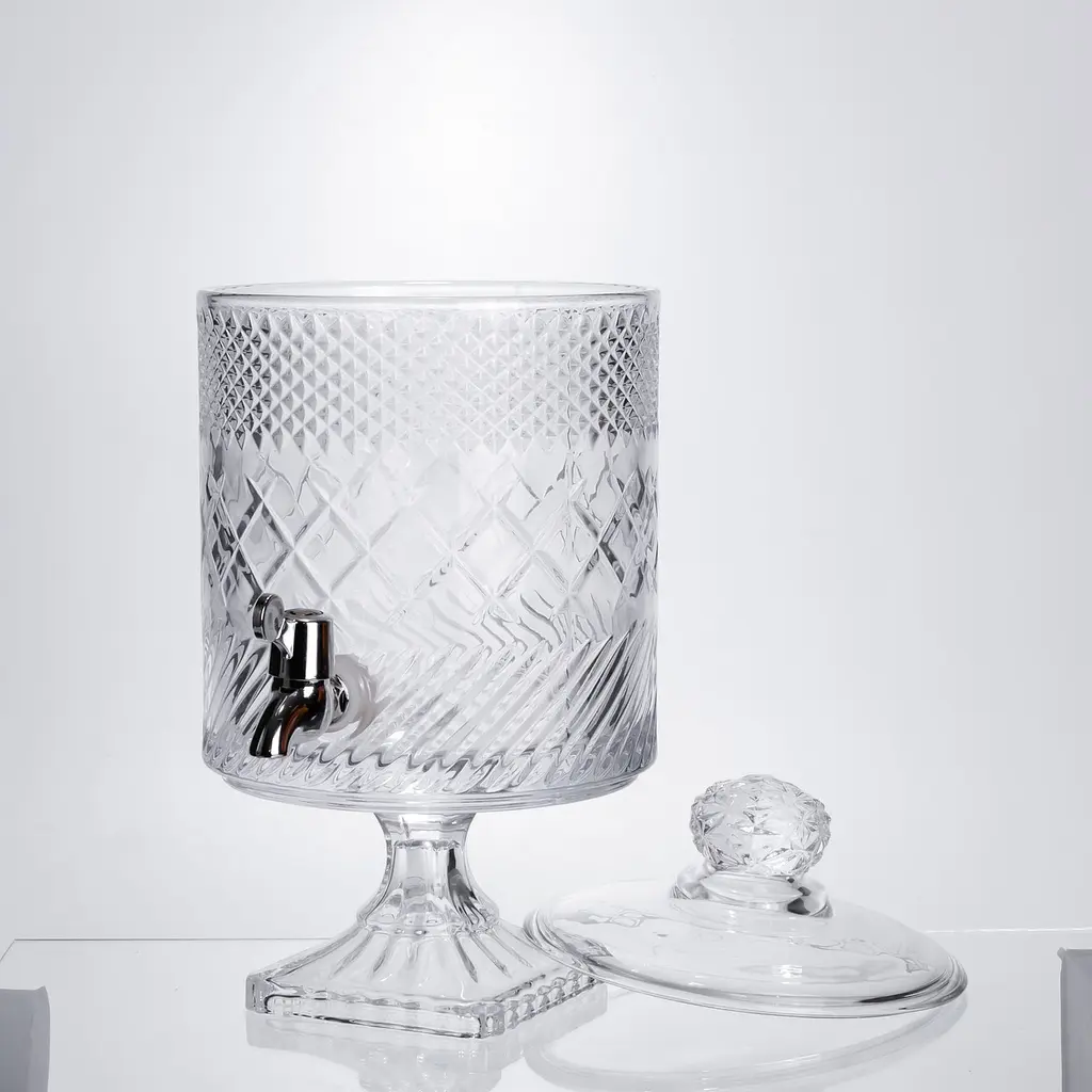 Лимонадница с краном на подставке стеклянная 4.5 л Прозрачный Yiwu HP-19-4 - фото 7