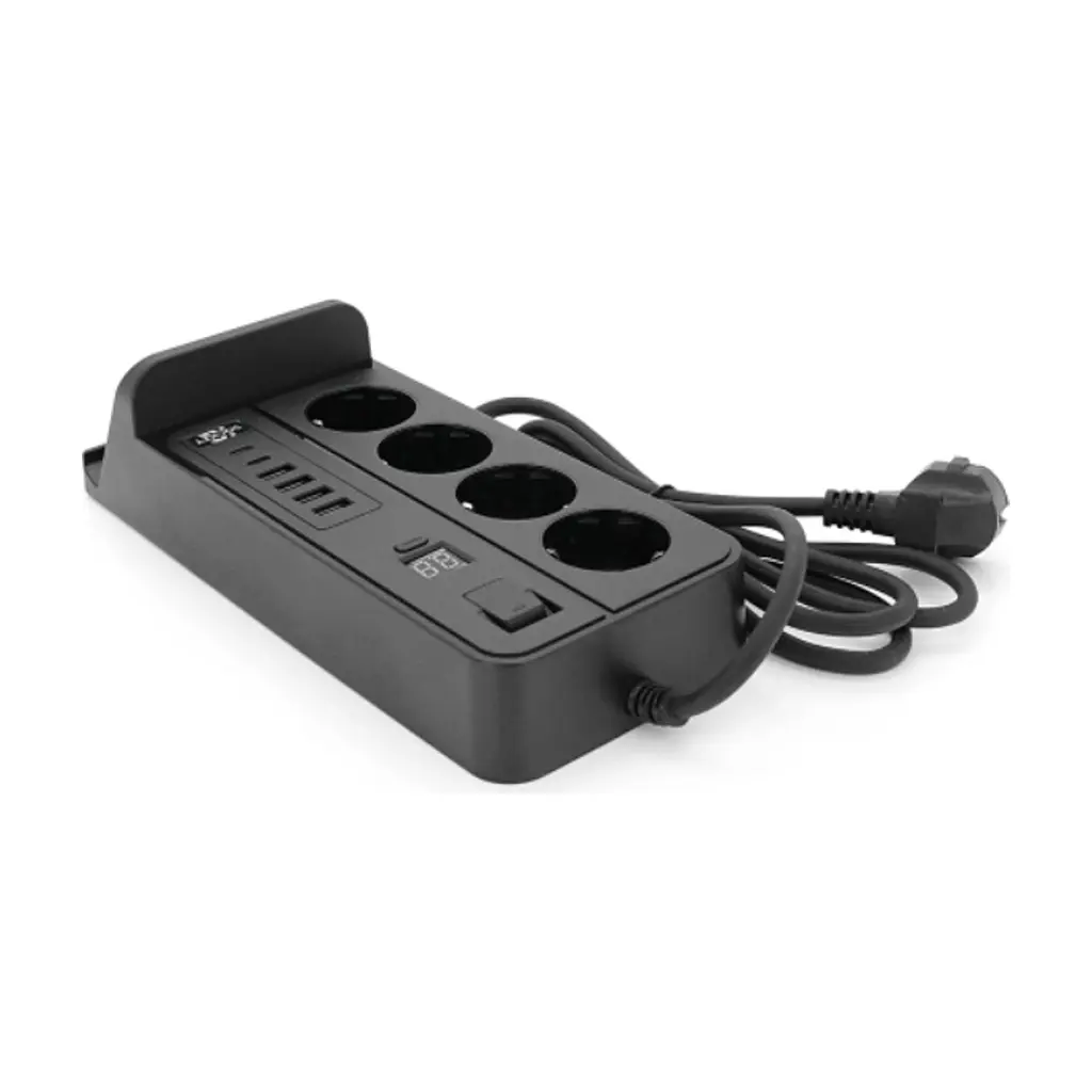 Мережевий фільтр живлення Voltronic G12H, 4 роз, 4USB 3,2А, 2 Type-C, 2м Black (YT-G12H) - фото 2