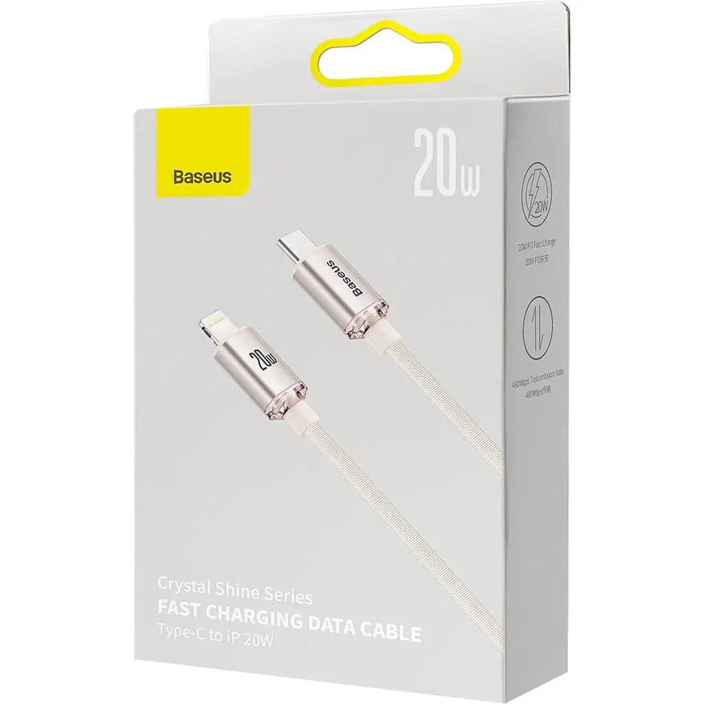 Кабель Baseus Lightning Crystal Shine Series Fast Charging Data Cable Type-C to Lightning 20W 1.2m Pink (CAJY001304) - фото 3