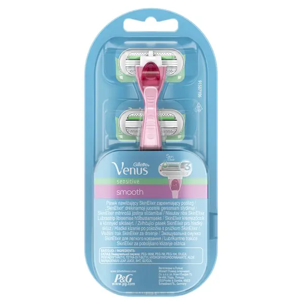 Станок для бритья женский Gillette Venus Smooth Sensitive с 2 сменными кассетами - фото 2