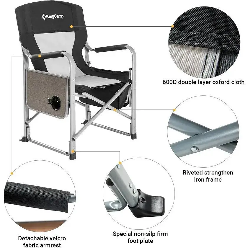Складаний стілець KingCamp Director Chair Black/Medium Grey [2248.65.52] [146481] - фото 10