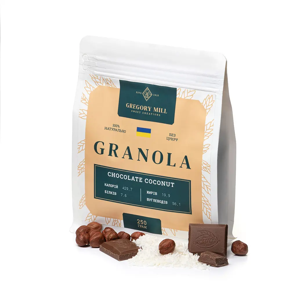 Гранола Шоколад та Кокос Chocolate Coconut Gregory Mill 250 г - фото 2