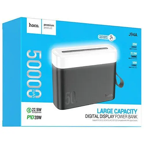 Зовнішній акумулятор Hoco J94A Masterful 50000mAh 22.5W Black [118960] - фото 6