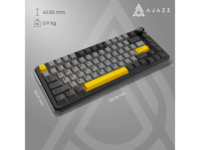 Клавіатура Ajazz AK820 Max Plus Black Grey Yellow (AK820MAX-DD-BGY) - фото 7