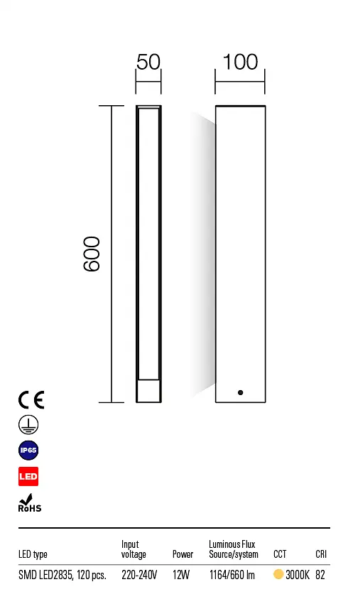 Стовпчик TWIN ST60 LED SMD 12W IP65 DG 3000K (4.1.2) Redo 9461 - фото 3