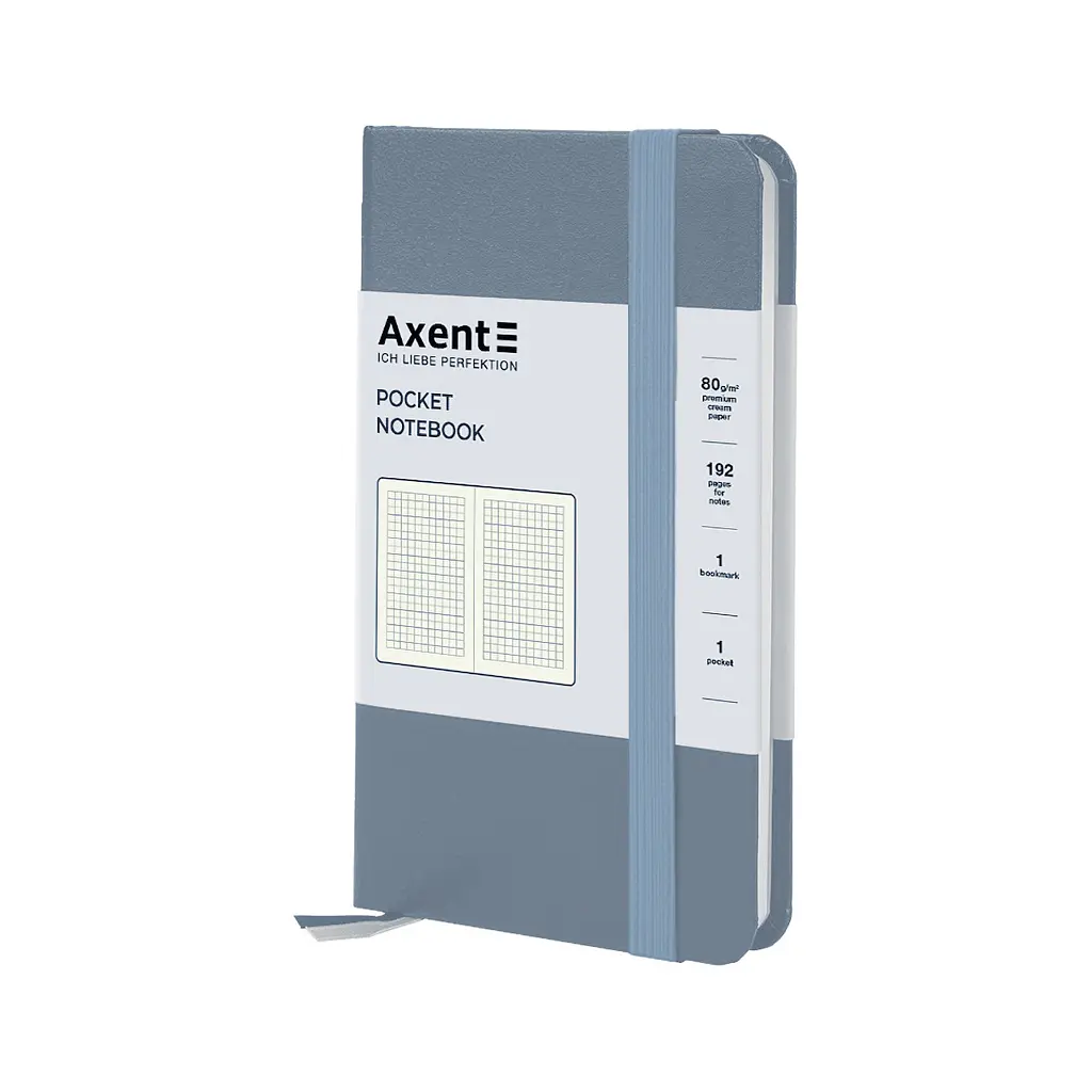 Книга записна Axent Partner 95x140 мм, 96 аркушів, клітинка, сіра (8301-62-A) - фото 2