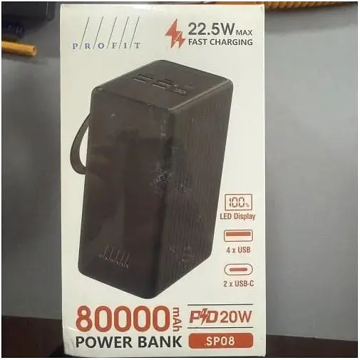 Акумулятор портативний Profit SP08 80000mAh 22.5W + PD 20W LED чорний з ліхтариком - фото 4