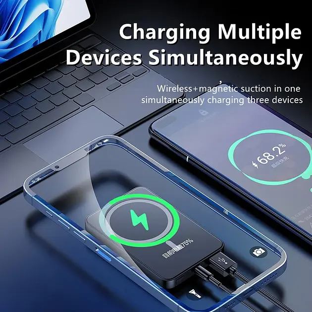 Power bank бездротовий XIYT Y211 / быстрая зарядка / Magsafe / Magnetic / 22.5 Вт + 15 Вт / 10000 мА·год - фото 4