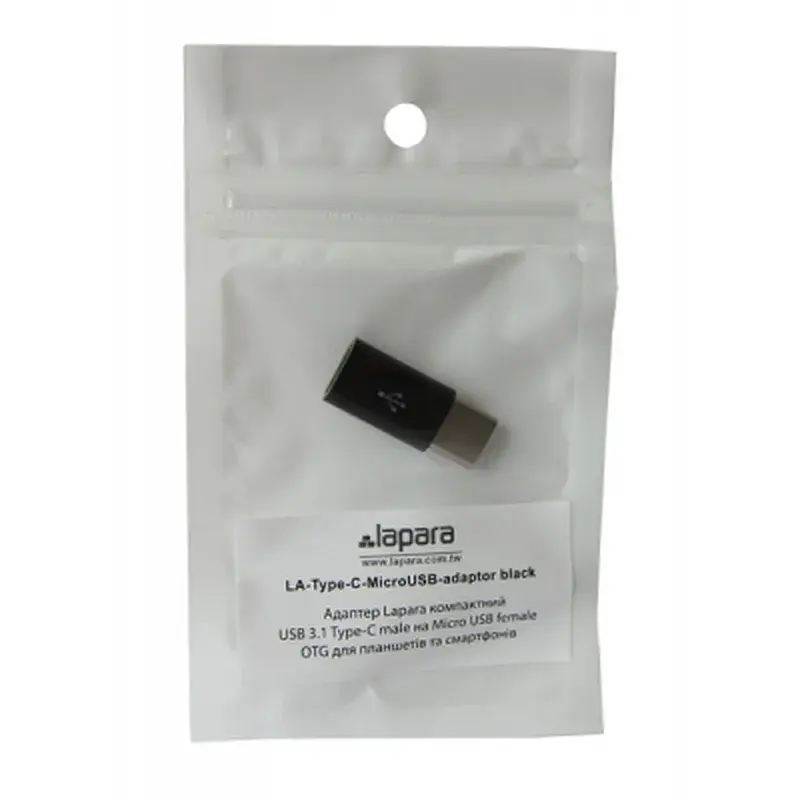 Перехідник Type-C to Micro USB Lapara (LA-Type-C-MicroUSB-adaptor black) - фото 4