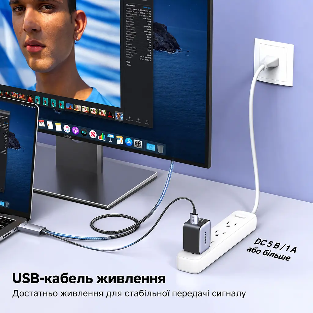 Відеокабель-перетворювач UGREEN HD169 HDMI - DisplayPort 4K 60 Гц 1,5 м темно-сірий (25153) - фото 7