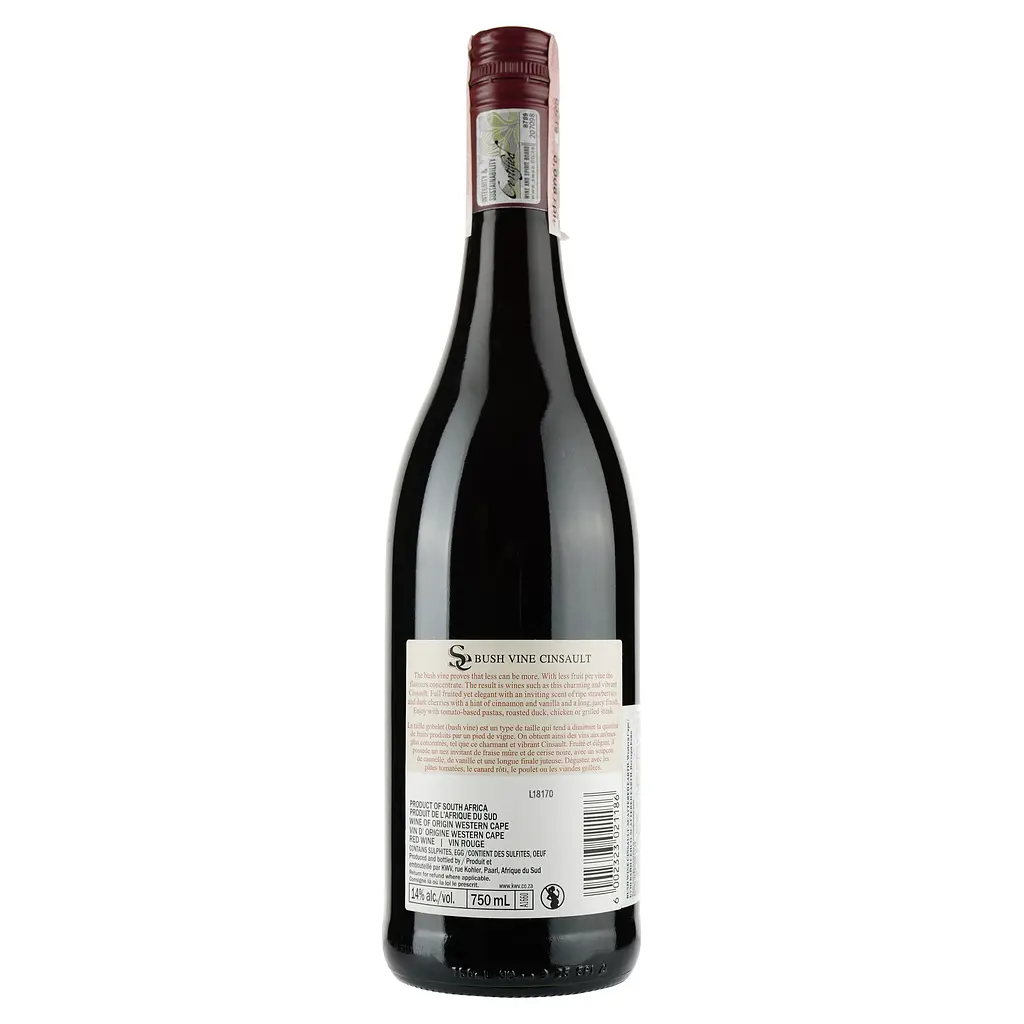 Вино KWV Scattered Earth Bush Сinsaut, красное, сухое, 11-14,5%, 0,75 л - фото 2